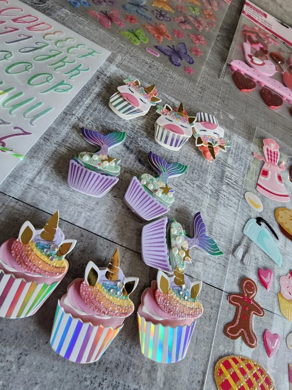 Scrapbook Stickers LOT - Girls Pink Kids Unicorn Owls Hearts Retired NEW #34